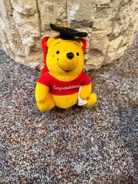 Winnie the Pooh Yellow Plush 1st Hrade Graduation Toy with Reading Book